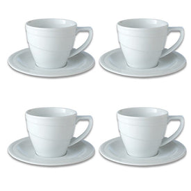 Essentials Hotel 12 oz Porcelain Breakfast Cup and Saucers Set of 4
