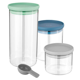Leo Glass Food Containers Three-Piece Set with Spoon