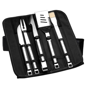 Cubo Stainless Steel BBQ Tools Six-Piece Set with Folding Bag