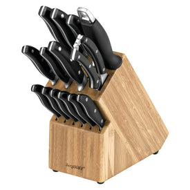 Essentials Forged Stainless Steel 15-Piece Cutlery Set with Block