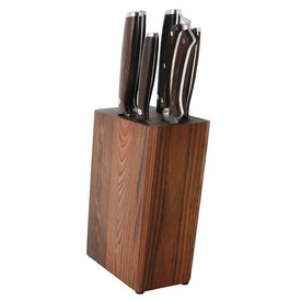 Rosewood Stainless Steel Knives Seven-Piece Set with Block