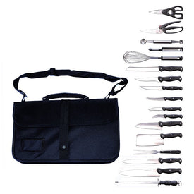Professional 18-Piece Stainless Steel Knife Set with Wrap Case