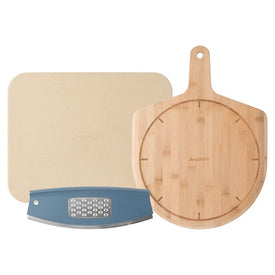 Leo Pizza Stone, Cutter, and Paddle Set