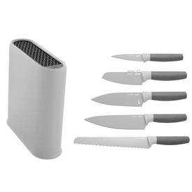 Leo Stainless Steel Knives Six-Piece Set with Block
