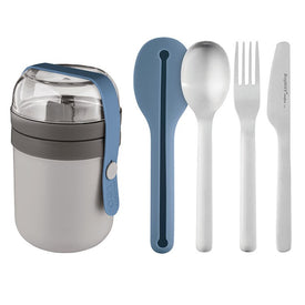 Leo To-Go Dual Lunch Box and Flatware Set
