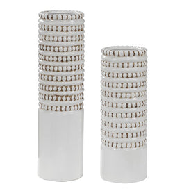 Angelou White Vases Set of 2 by Renee Wightman