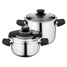 Vita 7.4-Quart and 4.2-Quart 18/10 Stainless Steel Pressure Cookers Four-Piece Set