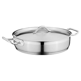 Hotel 4.2-Quart 11" 18/10 Stainless Steel Covered Two-Handle Deep Skillet
