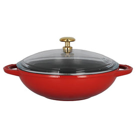 Chasseur French 7" Enameled Cast Iron Wok with Glass Lid