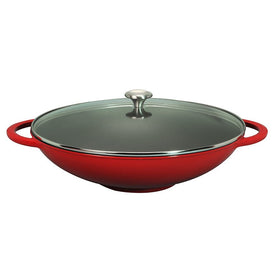 Chasseur French 16" Enameled Cast Iron Wok with Glass Lid