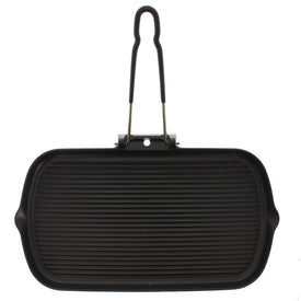 Chasseur French 14" Cast Iron Rectangular Grill With Folding Handle