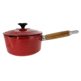 Chasseur French 1.3-Quart Enameled Cast Iron Saucepan Lid and Wood Handle