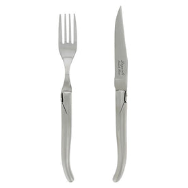 Laguiole Connoisseur Steak Knives and Forks with Stainless Steel Handles 8-Piece Set