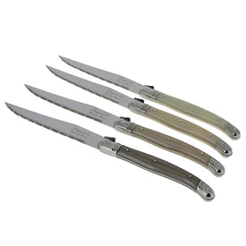 Laguiole Steak Knives with Assorted Neutral Tone Handles Set of 4