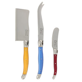 Laguiole Cheese Knives with Assorted Color Handles Three-Piece Set