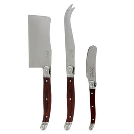 Laguiole Cheese Knives with Pakkawood Handles Three-Piece Set