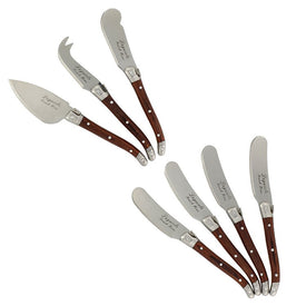 Laguiole Cheese Knife and Spreader with Pakkawood Handles Seven-Piece Set