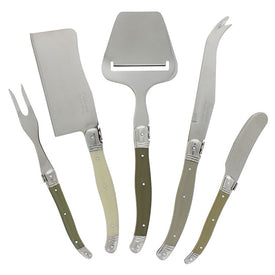 Laguiole Cheese Knives, Forks, and Slicers with Mist Handles Five-Piece Set