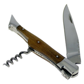 Laguiole Connoisseur Pocket Knife and Cork Screw with Olive Wood Handle