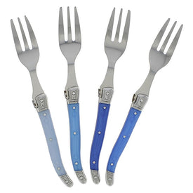 Laguiole Cake Forks with Blue Handles Set of 4