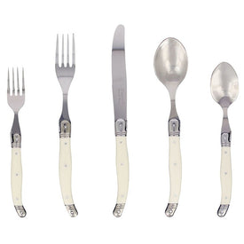 Laguiole Stainless Steel Flatware Service for Four with Faux Ivory Handles 20-Piece Set