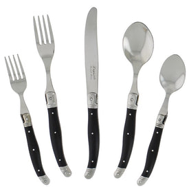 Laguiole Stainless Steel Flatware Service for Four with Black Faux Marble Handles 20-Piece Set