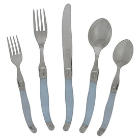 Laguiole Stainless Steel Flatware Service for Four with Ice Blue Handles 20-Piece Set