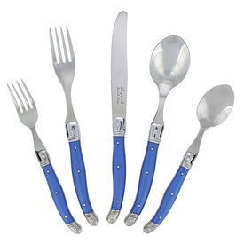 Laguiole Stainless Steel Flatware Service for Four with French Blue Handles 20-Piece Set