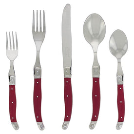 Laguiole Stainless Steel Flatware Service for Four with Crimson Handles 20-Piece Set
