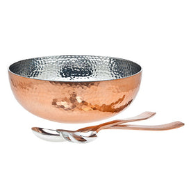 Hammered Copper Bowl with Set of Servers