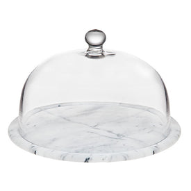 La Cucina Marble Serving Tray with Glass Dome Cover