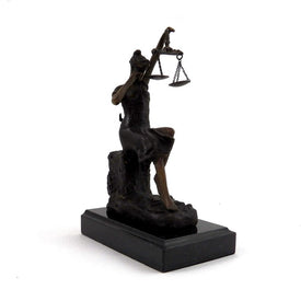 Bronze Crying Lady Justice Sculpture on Marble Base