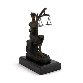 Bronze Victorious Lady Justice Sculpture on Marble Base