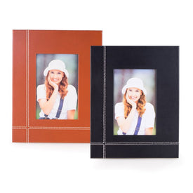 4" x 6" Leather Picture Frame with Easel Back - Black