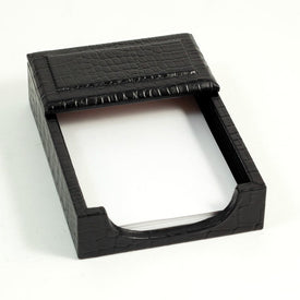 4" x 6" Croco Leather Memo Pad Holder - Black