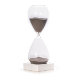90-Minute Sand Timer on Crystal Base with Gray Sand
