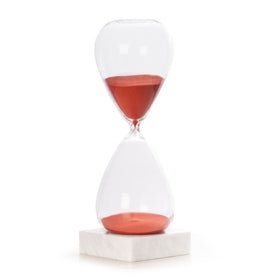 90-Minute Sand Timer on Crystal Base with Red-Orange Sand