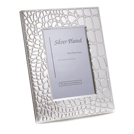 8" x 10" Silver-Plated with Croco Design Photo Frame with Easel Back