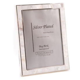 5" x 7" Mother of Pearl and Silver-Plated Trimmed Photo Frame with Easel Back