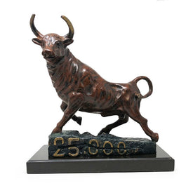 Bronzed Finished Bull Cracking 20000 Mark Sculpture Limited Edition