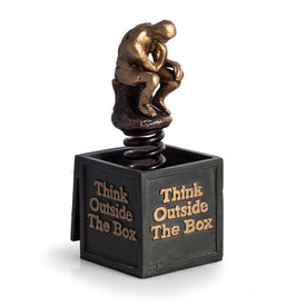 Think Outside The Box Bronzed Sculpture