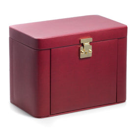 Lizard Leather Four-Level Jewelry Box with Travel Pouch - Red