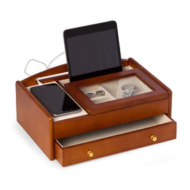 Wood Valet Box with Glass Lid - Cherry