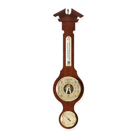 Banjo Walnut Wood Weather Station with Barometer, Thermometer, and Hygrometer