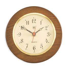 5" Cherry Wood Quartz Clock with Brass Bezel