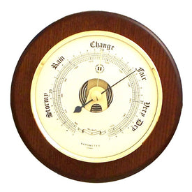 5" Cherry Wood Barometer with Brass Bezel