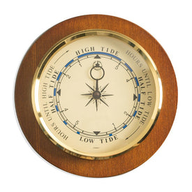 9" Cherry Wood Tide Clock with Brass Bezel