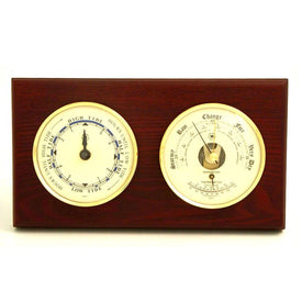Mahogany Wood Wall-Mount Tide Clock, Barometer and Thermometer - OPEN BOX
