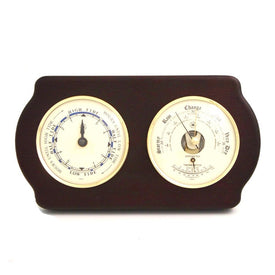 Ash Wood Wall-Mount Tide Clock, Barometer and Thermometer with Brass Bezel