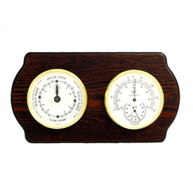 Ash Wood Wall-Mount Tide Clock, Thermometer and Hygrometer with Brass Bezel